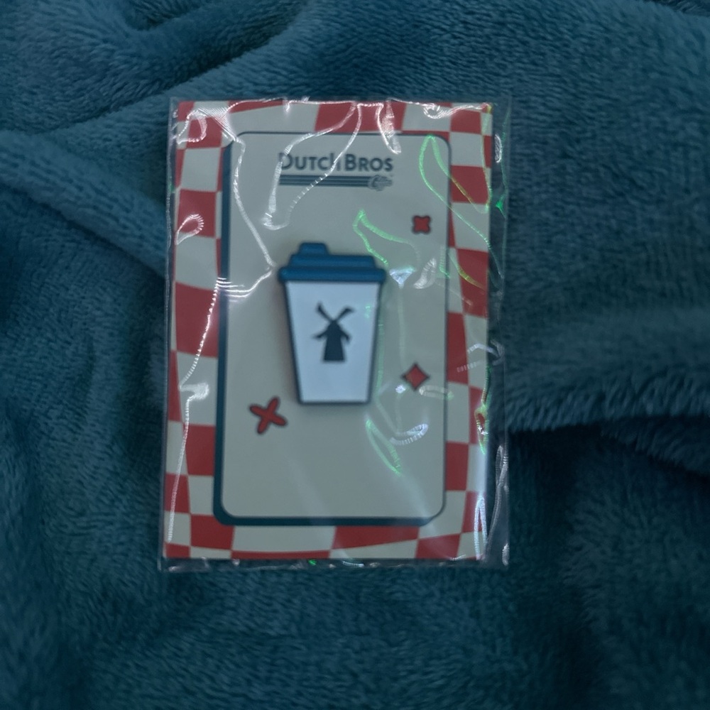 Dutch Bros Blue and White Coffee Cup Pin